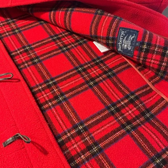 Burberry blue label vintage Red Hooded duffle coat- wool - Picture 12 of 13
